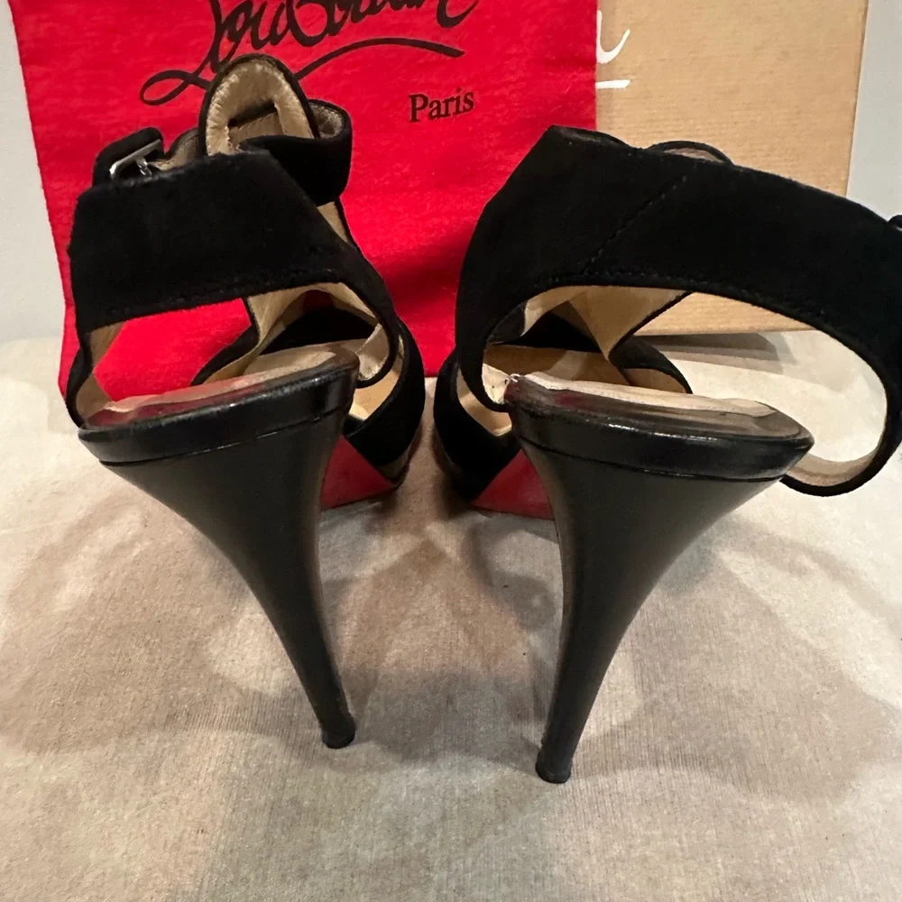 Christian Louboutin Black Suede Platform Heels - Picture 10 of 15